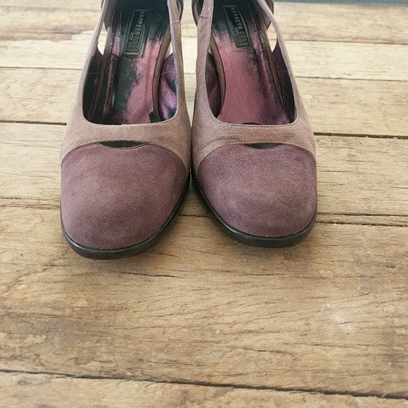 Blush & purple color block suede heels. - Picture 3 of 6